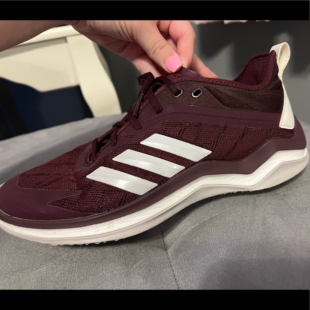 Maroon adidas shoes, size 6.5